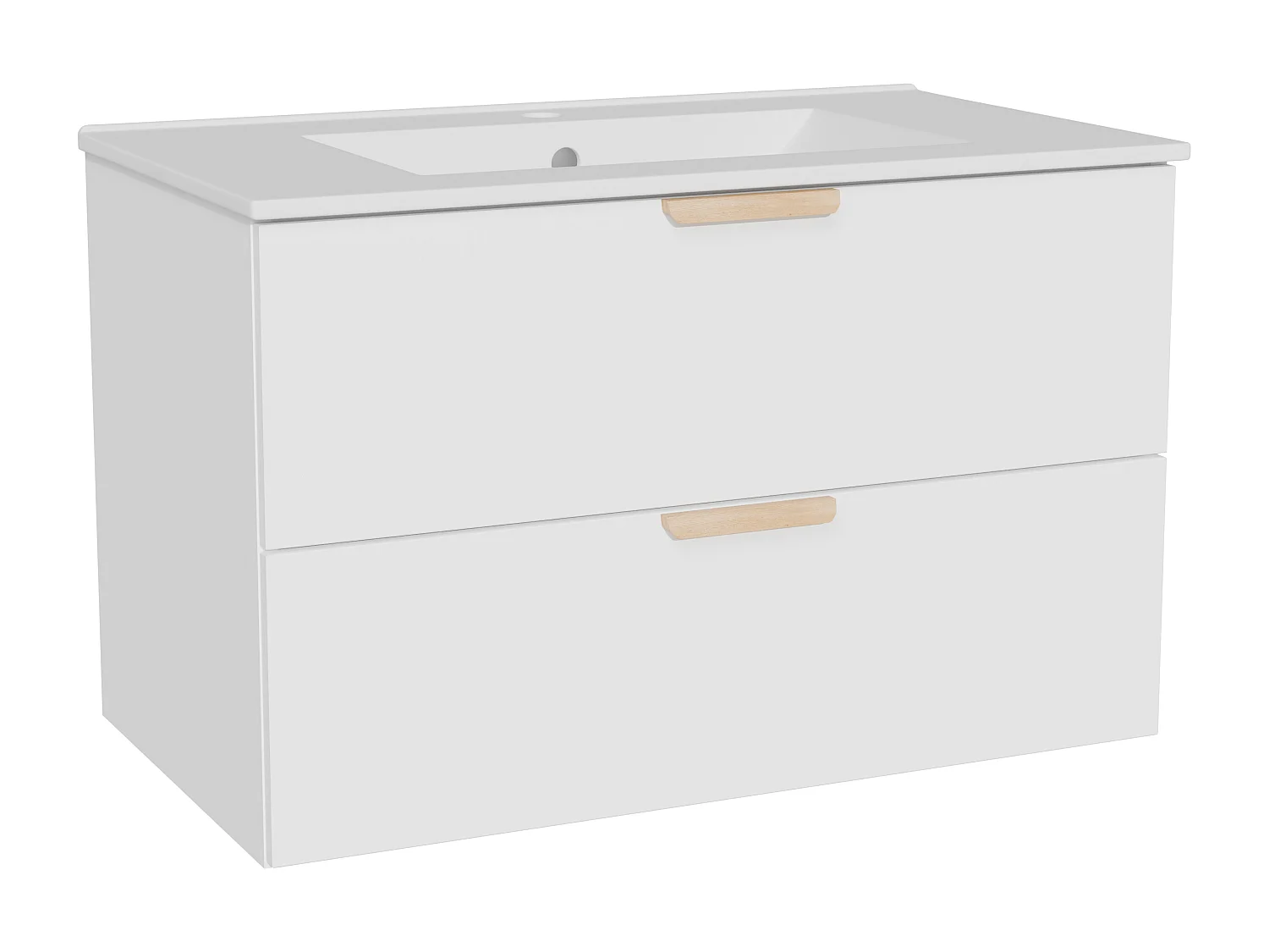 Meuble de salle de bain suspendu avec vasque à encastrer – Blanc – L80 cm – AVORELI