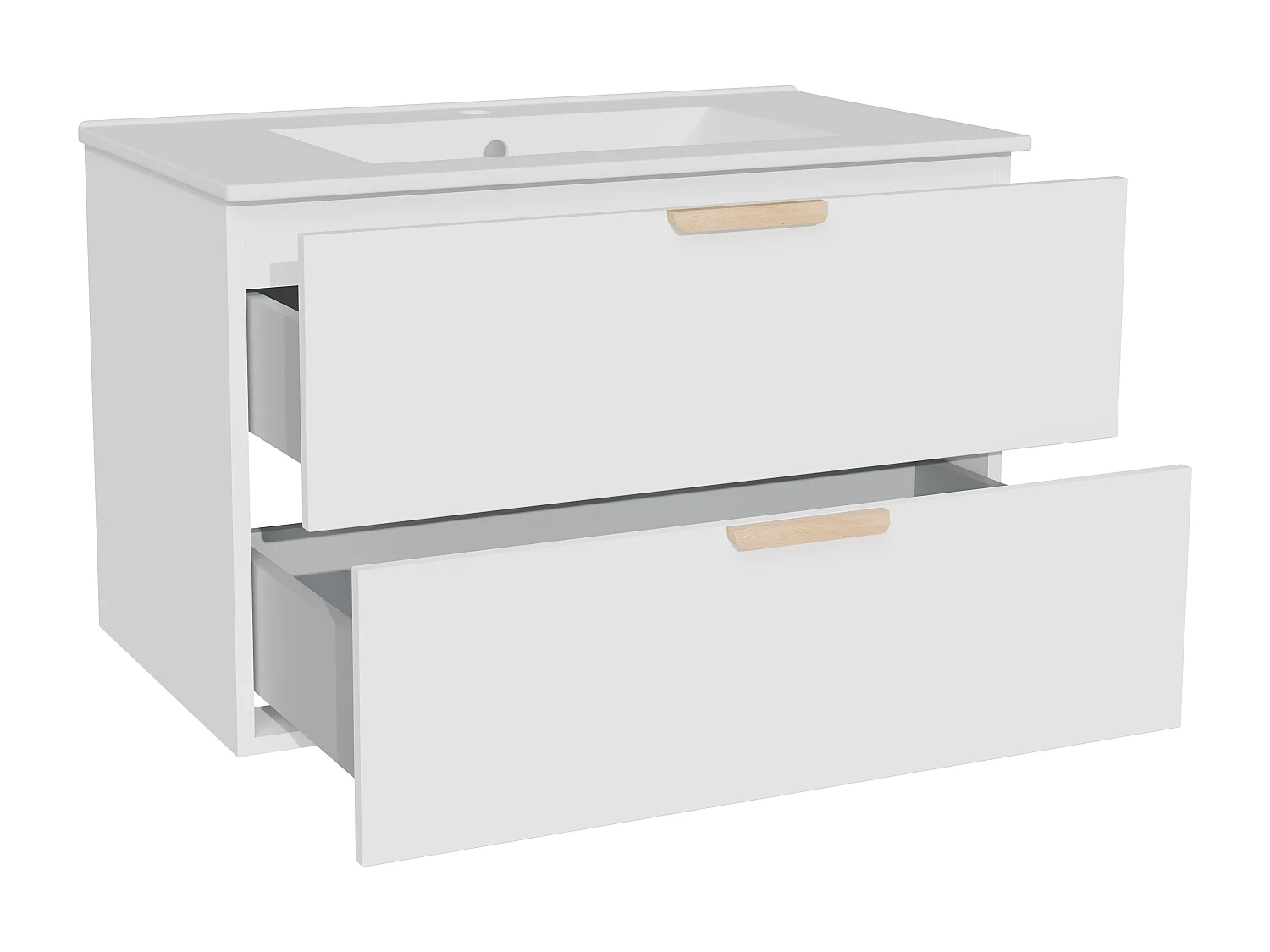 Meuble de salle de bain suspendu avec vasque à encastrer – Blanc – L80 cm – AVORELI