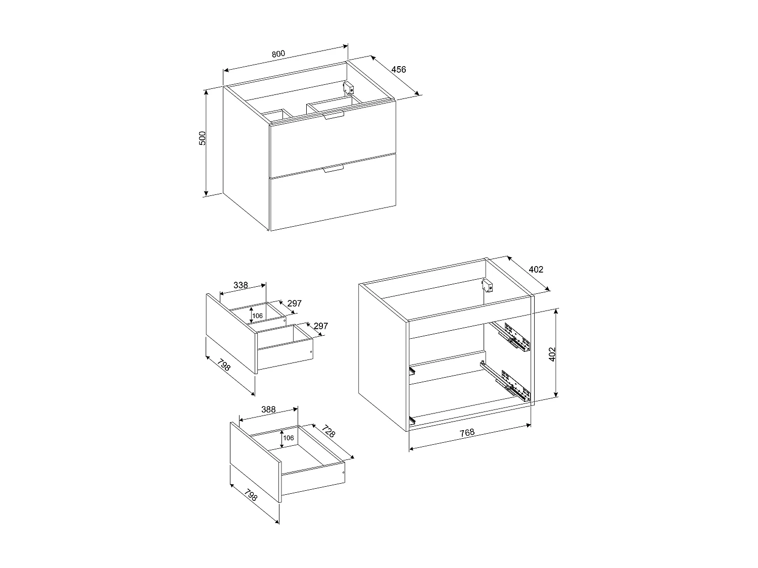 Meuble de salle de bain suspendu avec vasque à poser carrée – Blanc – L80 cm – AVORELI