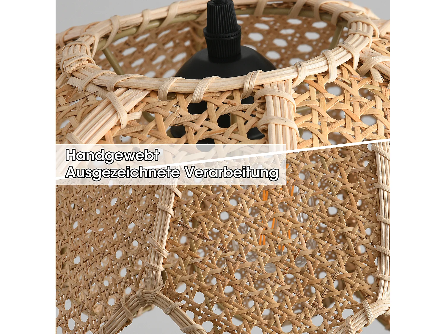 Parrot Uncle Rattanschalen- & Rattan-Pendelleuchte, natürliche Mischmaterialien, höhenverstellbar, E27, 40 cm Durchmesser,  (Ohne Leuchtmittel)