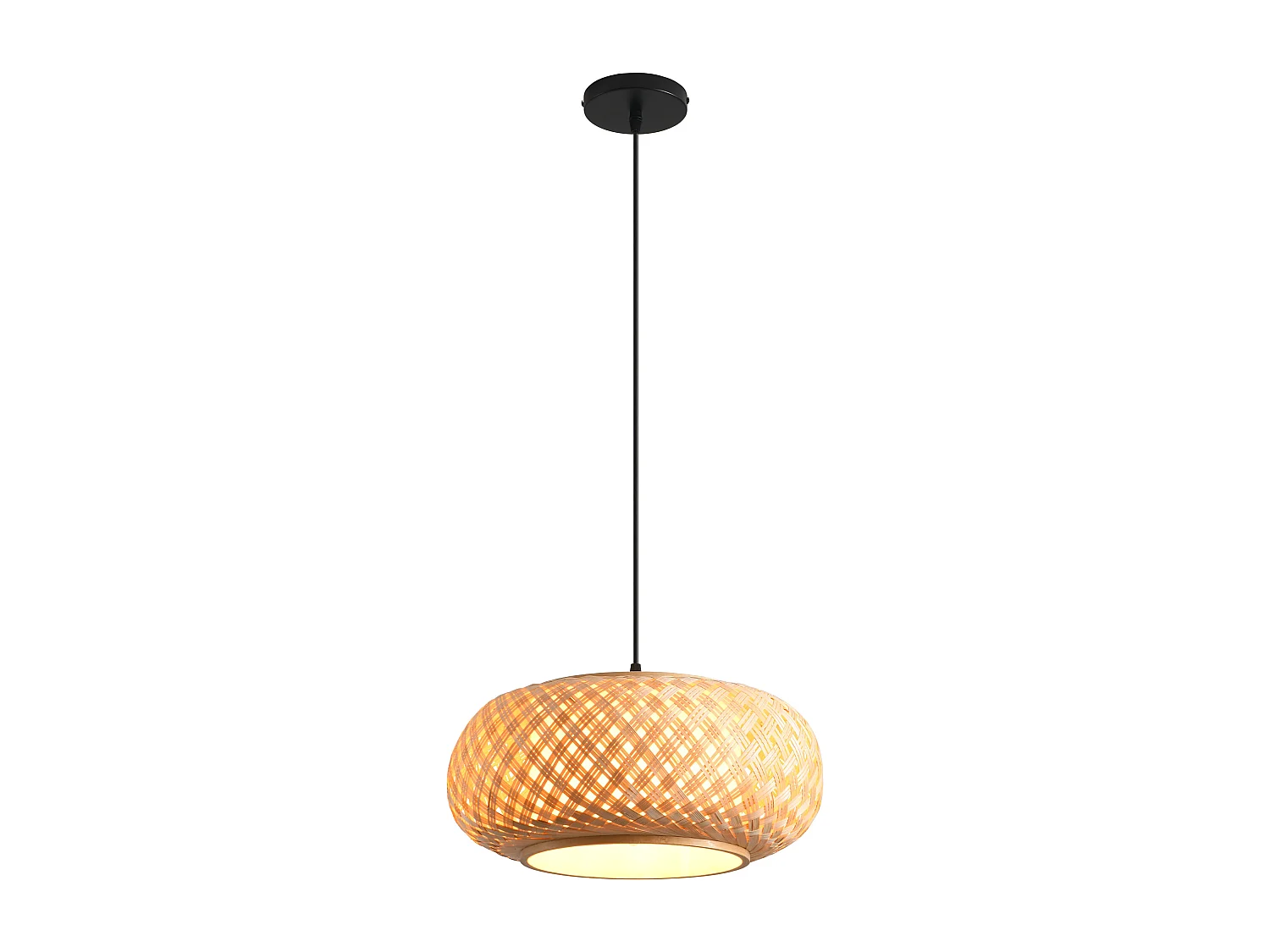 Parrot Uncle Bambus-Pendelleuchte mit Eisengestell, höhenverstellbar, E27-Fassung, 40 cm Durchmesser, Naturfinish, für Esszimmer Wohnzimmer Flur (Ohne Leuchtmittel)