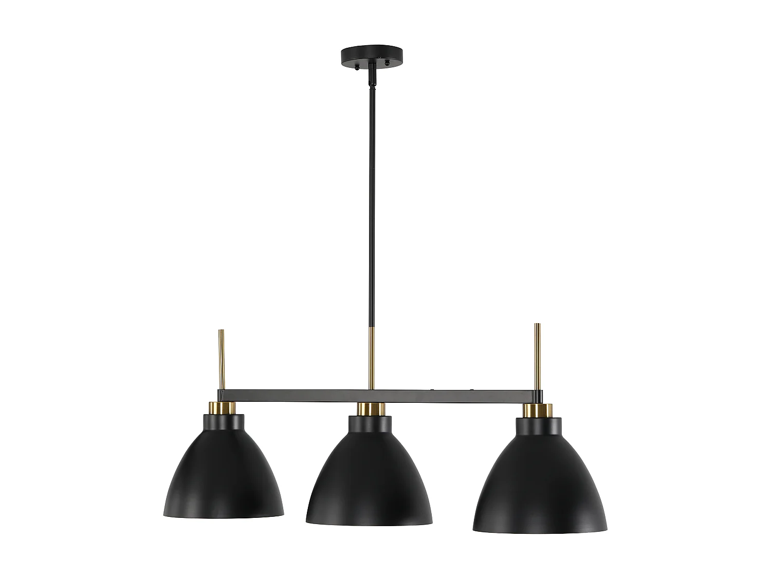 Moderne lineaire keukenlamp met 3 lichtpunten, industriële hanglamp met verstelbare stangen (E27 fitting, exclusief lampen)