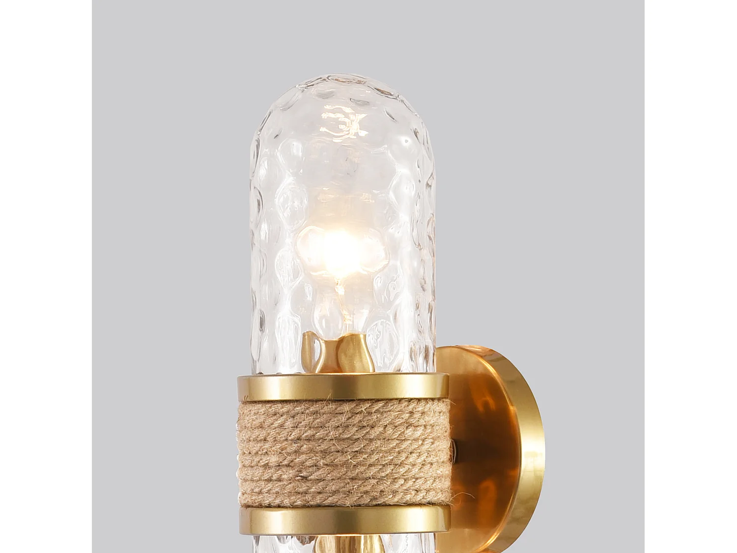 Parrot Uncle Wandleuchte in Gold, doppelte Lichtquelle, strukturiertes Glas und Naturkordel, Retro-Chic-Stil, Glühbirne nicht im Lieferumfang enthalten