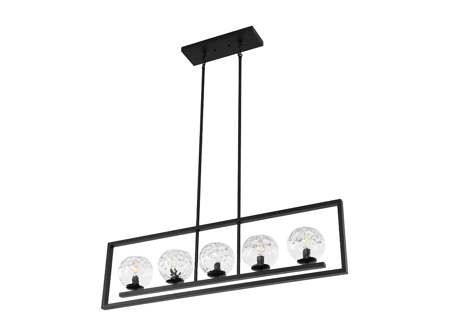 Moderne hanglamp met 5 lichtpunten, in hoogte verstelbaar, metalen plafondlamp (E14 fitting, exclusief lampen)