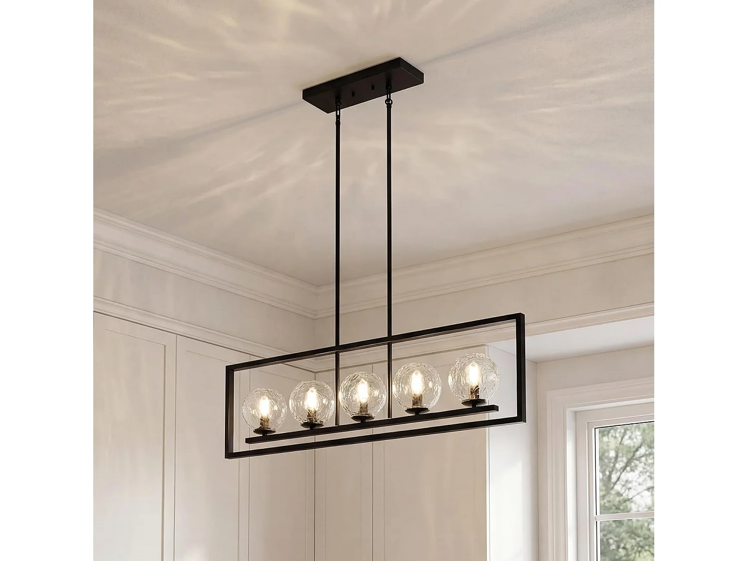 Moderne hanglamp met 5 lichtpunten, in hoogte verstelbaar, metalen plafondlamp (E14 fitting, exclusief lampen)