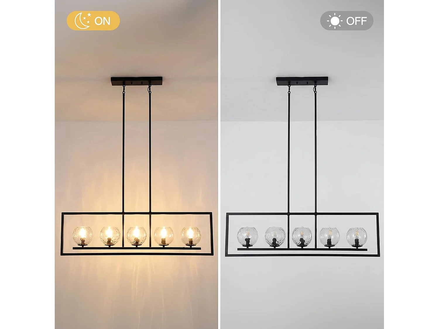 Moderne hanglamp met 5 lichtpunten, in hoogte verstelbaar, metalen plafondlamp (E14 fitting, exclusief lampen)
