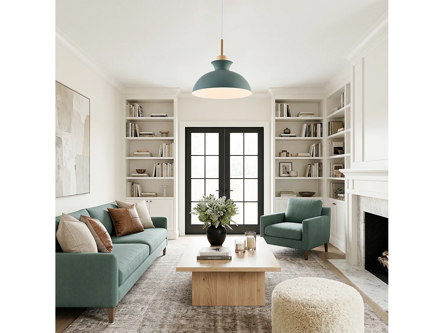 Parrot Uncle Lampadaire de plafond moderne en fer vert, sans ampoule