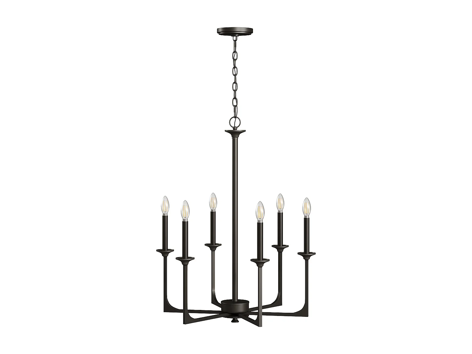 Moderne zwarte kroonluchter, 6-lichts ijzeren kroonluchter in landelijke stijl voor de eetkamer, moderne hanglamp (E14 fitting, exclusief lampen)