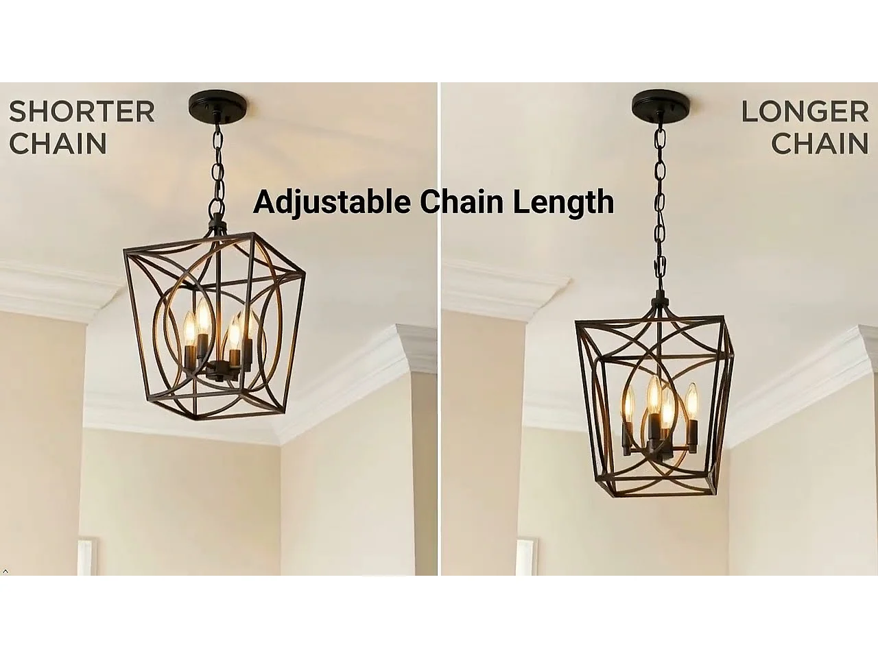 Industriële metalen kroonluchters, elegante zwarte kroonluchters, geometrische vintage metalen hanglampen (E14 fitting, exclusief lampen)