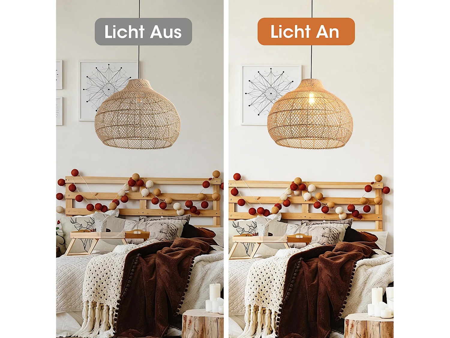 Grande Suspension en Rotin, Abat-jour Naturel en Osier, Hauteur Réglable, Douille E27, Diamètre 60 cm, pour Salon (Ampoule Non Incluse)