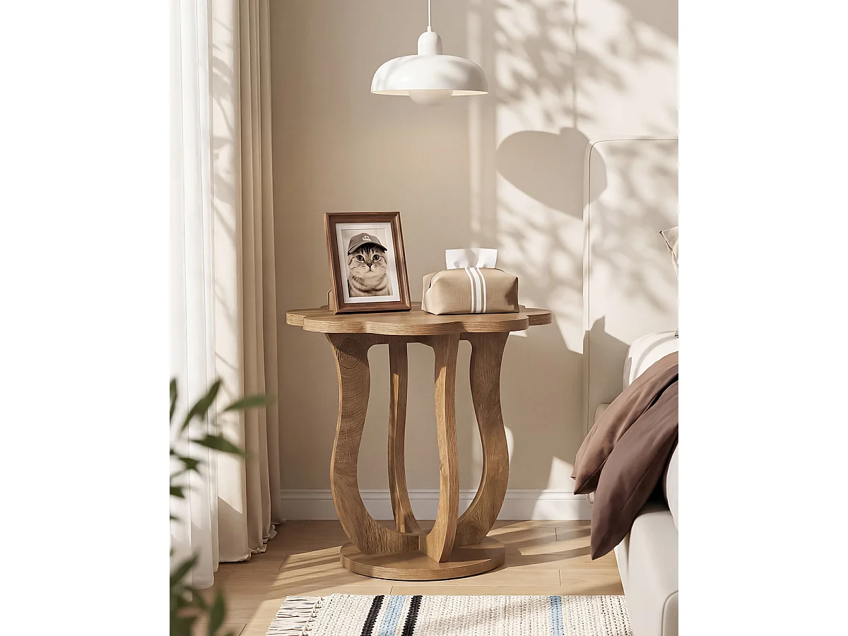 Table d'appoint, table de chevet en forme de fleur, petite table de nuit avec pied artistique, table d'appoint moderne style ferme pour canapé