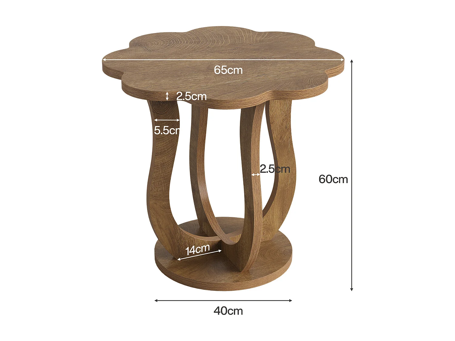 Table d'appoint, table de chevet en forme de fleur, petite table de nuit avec pied artistique, table d'appoint moderne style ferme pour canapé