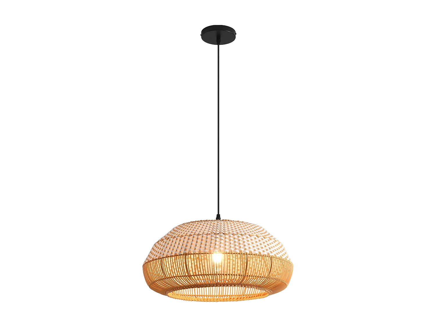 Parrot Uncle Rattan- & Folien-Pendelleuchte, höhenverstellbar, E27, 48 cm Durchmesser, für modern-rustikale Interieurs (Ohne Leuchtmittel)