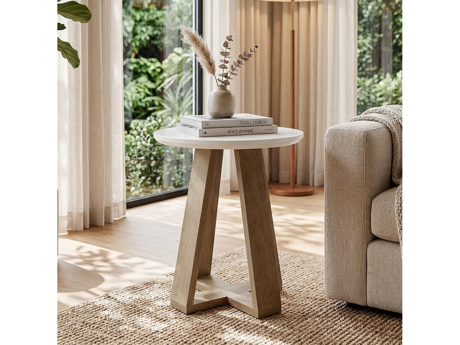 Runder Beistelltisch, moderner Endtisch für das Wohnzimmer, kleiner Akzenttisch für das Schlafzimmer, MDF