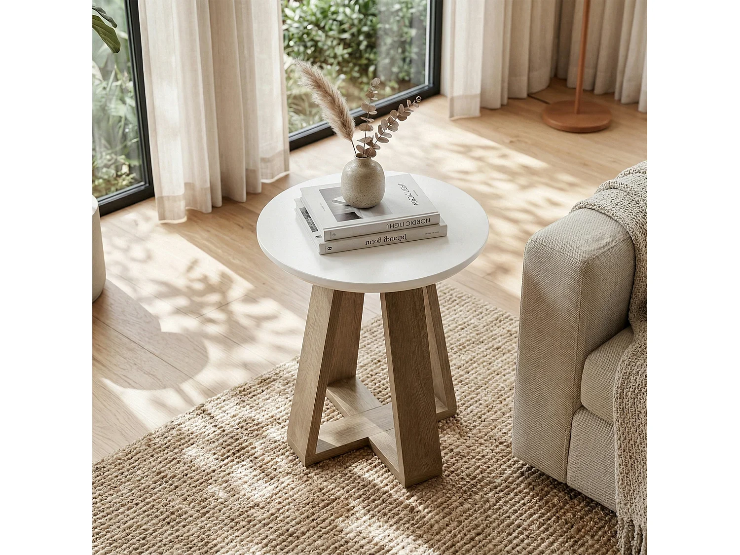 Runder Beistelltisch, moderner Endtisch für das Wohnzimmer, kleiner Akzenttisch für das Schlafzimmer, MDF