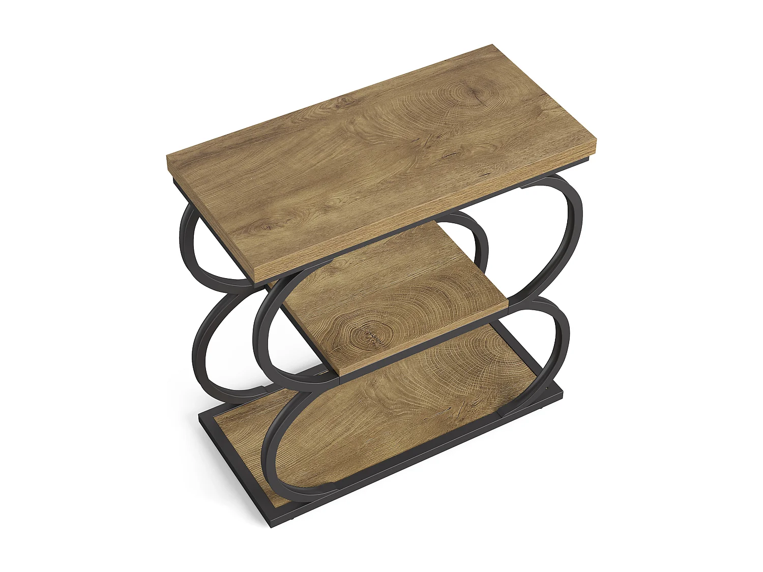 Table d'appoint étroite, table de chevet fine en bois à 3 niveaux pour salon, table de nuit mince en métal pour petits espaces