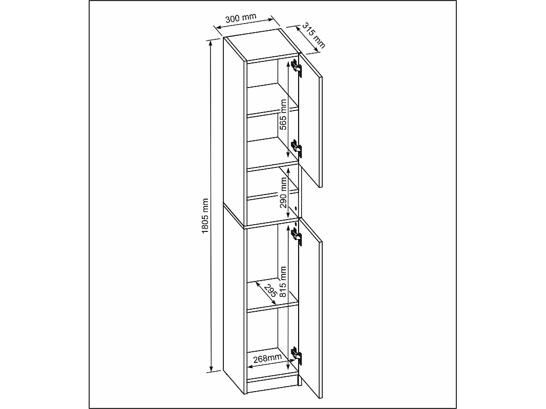 Colonna da bagno bianca da 180 cm – Mobile contenitore verticale con 2 ante, armadio moderno salvaspazio 30x31x180 cm
