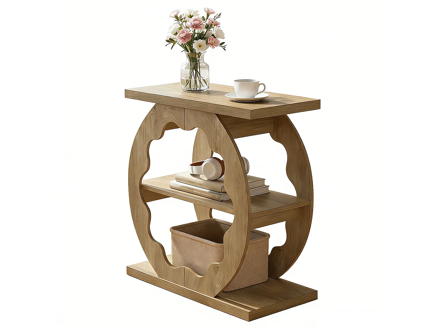 Wohnzimmer-Beistelltisch, Beistelltisch mit Ablage, 3-stufiger Couch-Beistelltisch schmaler Nachttisch für kleine Räume, Schlafzimmer