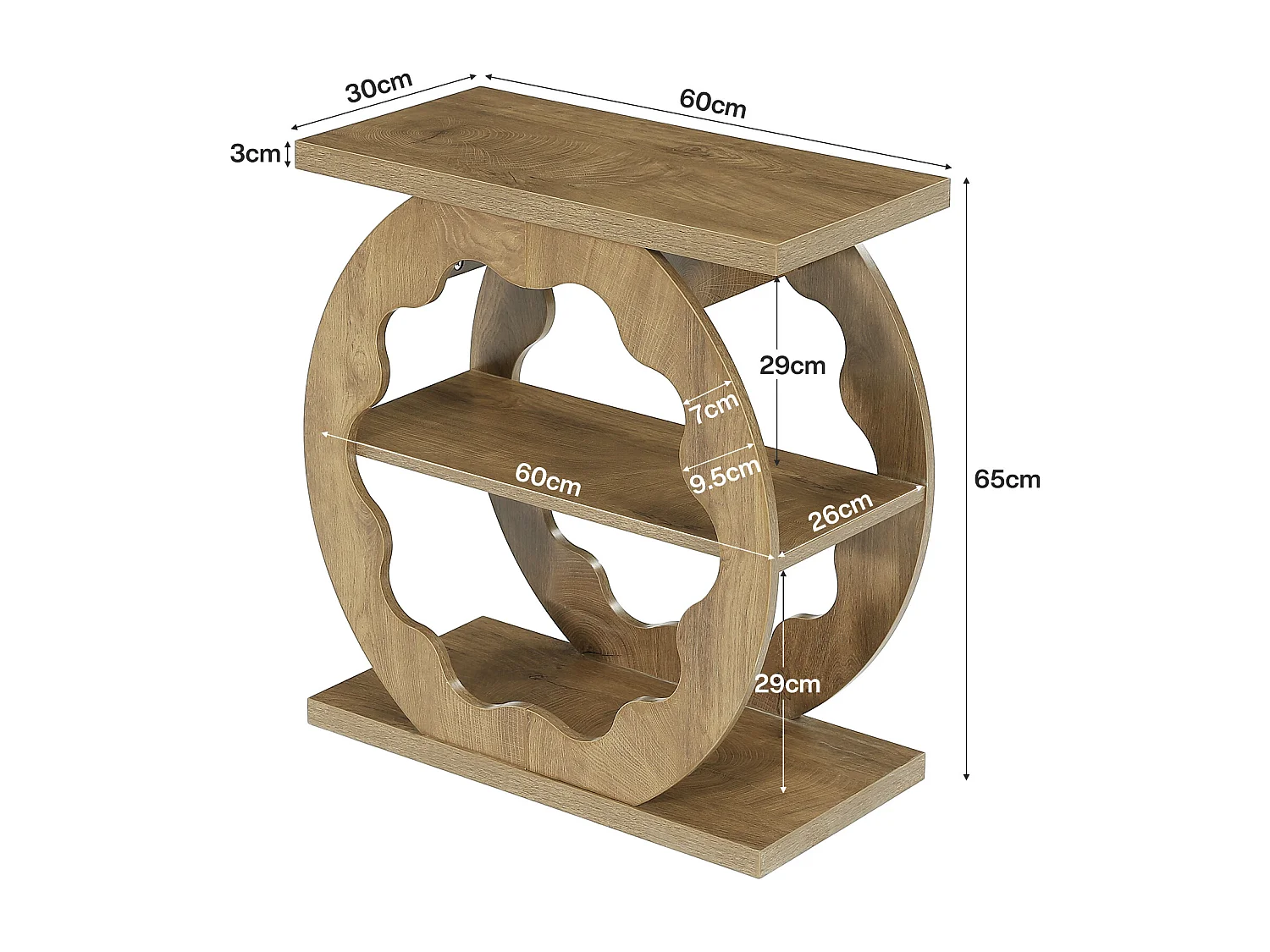 Wohnzimmer-Beistelltisch, Beistelltisch mit Ablage, 3-stufiger Couch-Beistelltisch schmaler Nachttisch für kleine Räume, Schlafzimmer