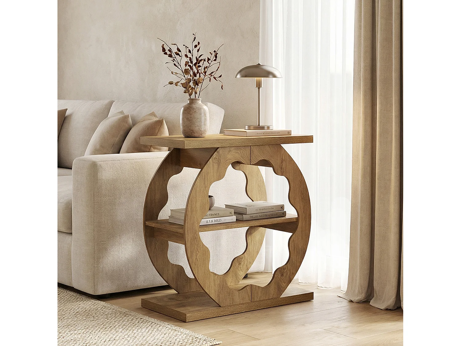 Wohnzimmer-Beistelltisch, Beistelltisch mit Ablage, 3-stufiger Couch-Beistelltisch schmaler Nachttisch für kleine Räume, Schlafzimmer