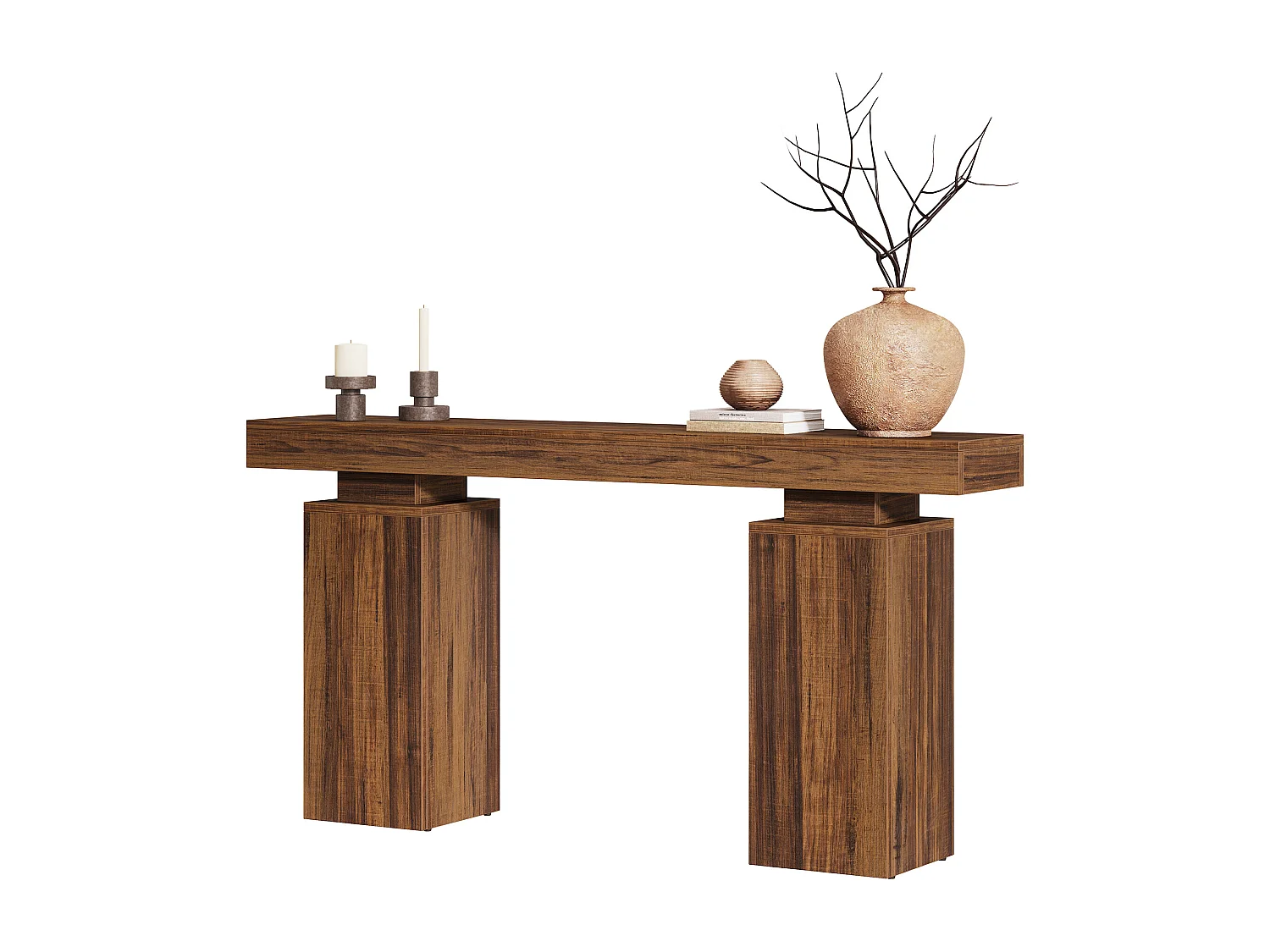 Console d'entrée de 160 cm pour salon, table d'appoint moderne à placer derrière un canapé.