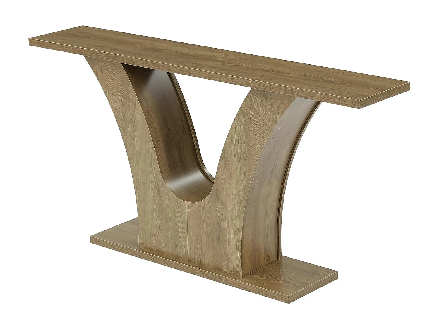 160 cm hohe Eingangstisch, 2-stufiger Landhaus-Schmale Sofa-Tisch hinter der Couch mit gebogenem V-förmigen Sockel