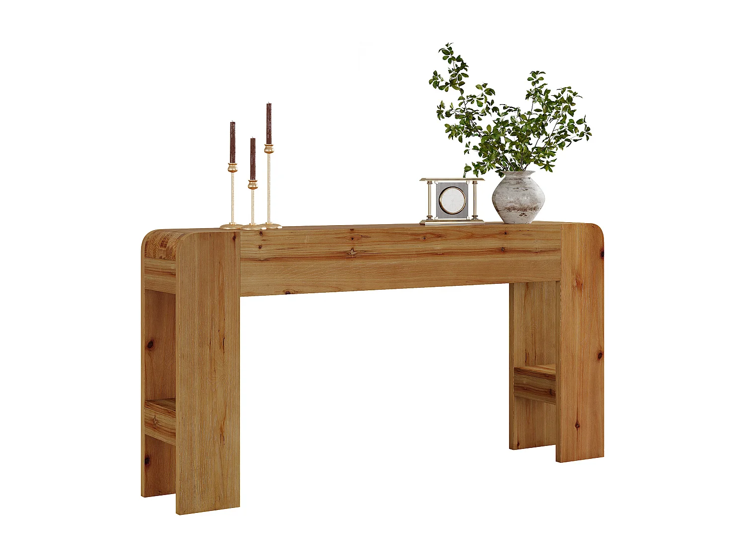 Console en bois massif de 160 cm, table d'appoint de style campagnard à placer derrière un canapé dans une entrée
