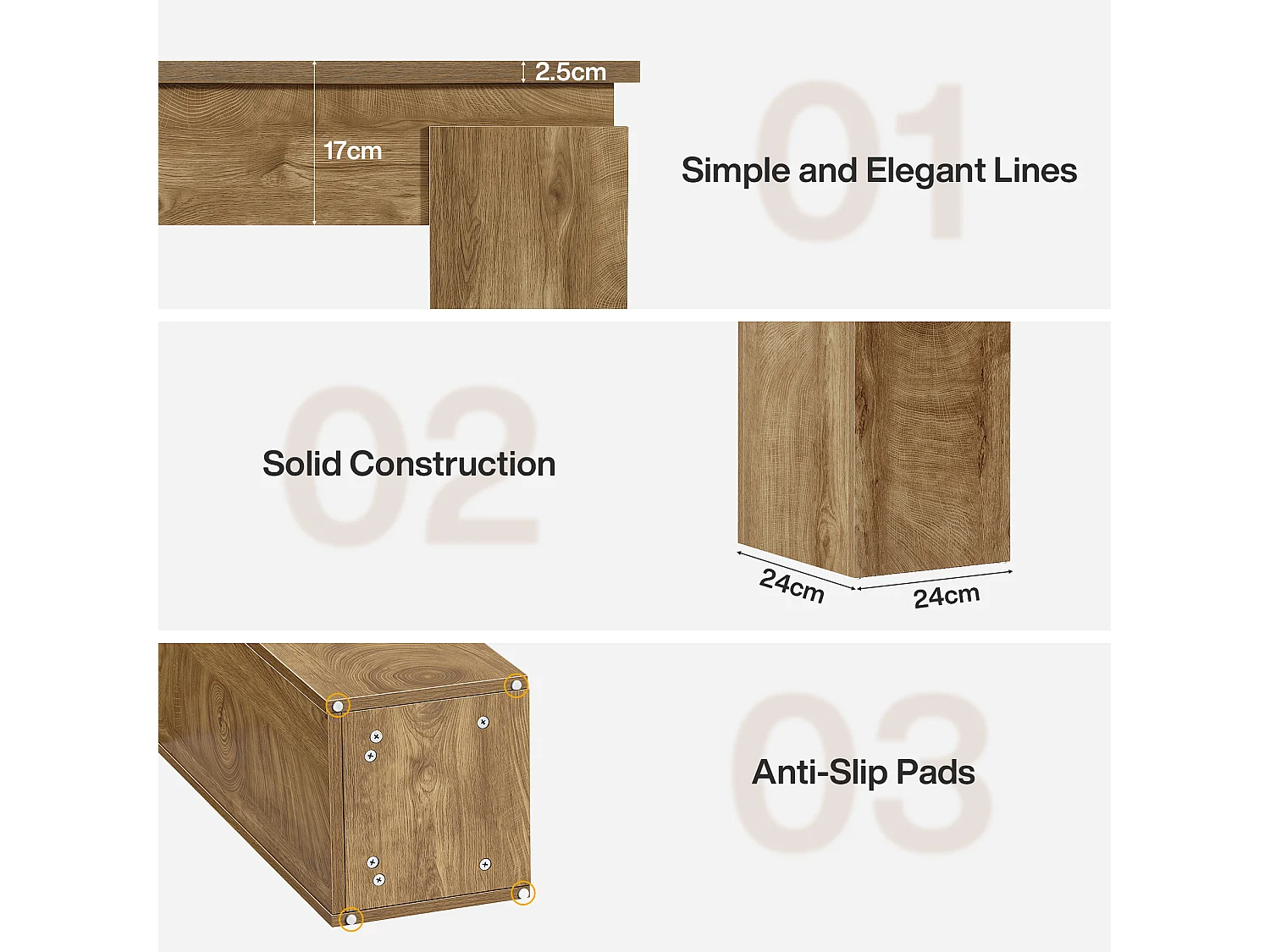 Console de 160 cm, table d'entrée rustique avec rangement ouvert pour salon