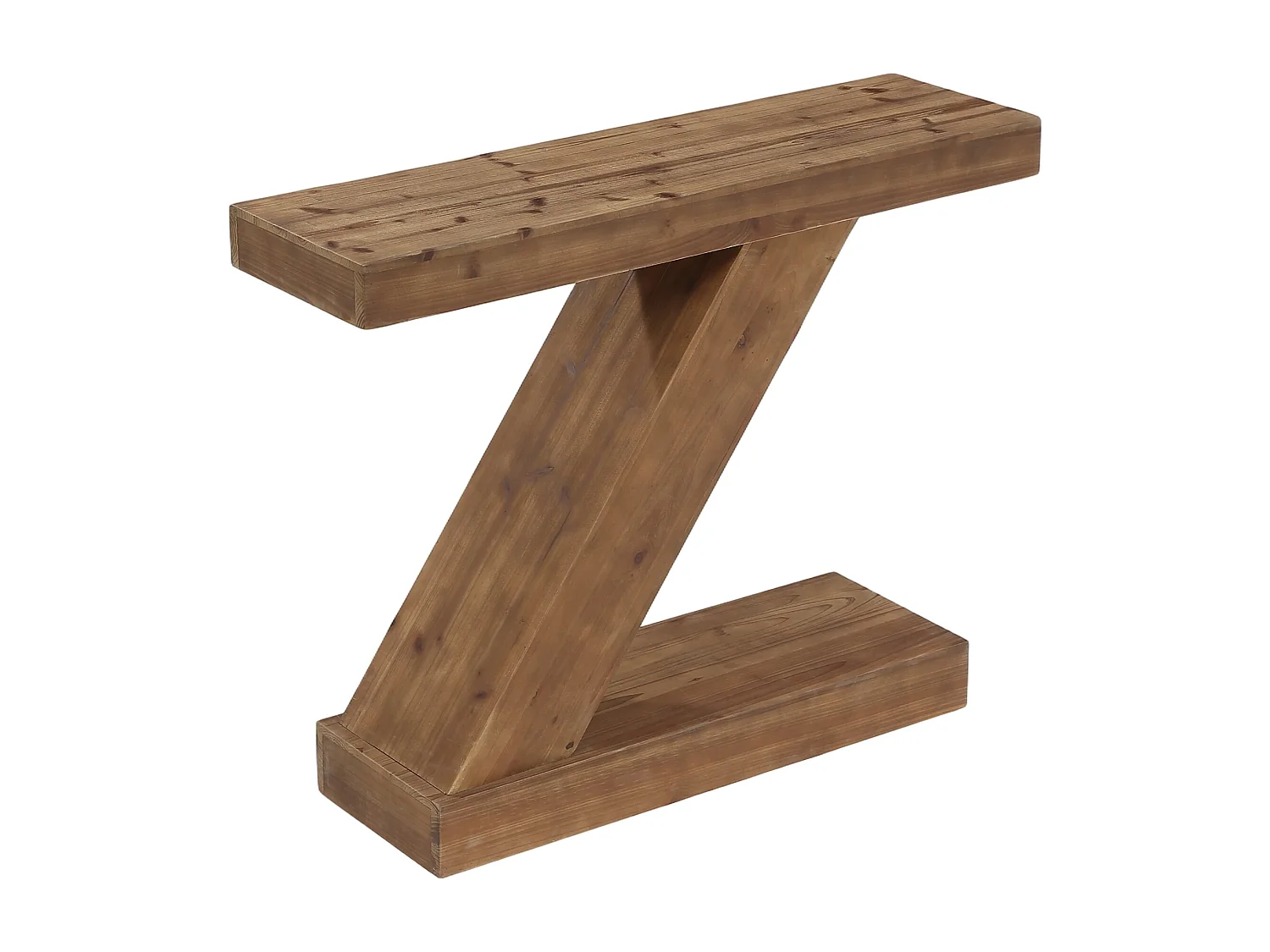 Console en bois massif 105 cm, petite table d'entrée rustique de style campagnard, table d'appoint unique en forme de Z pour canapé d'entrée