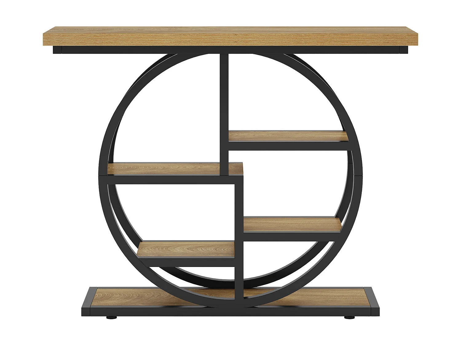 Konsole 105 cm, industrielle 6-stufige Garderobentafel mit kreisförmiger Basis, schmale Akzenttafel