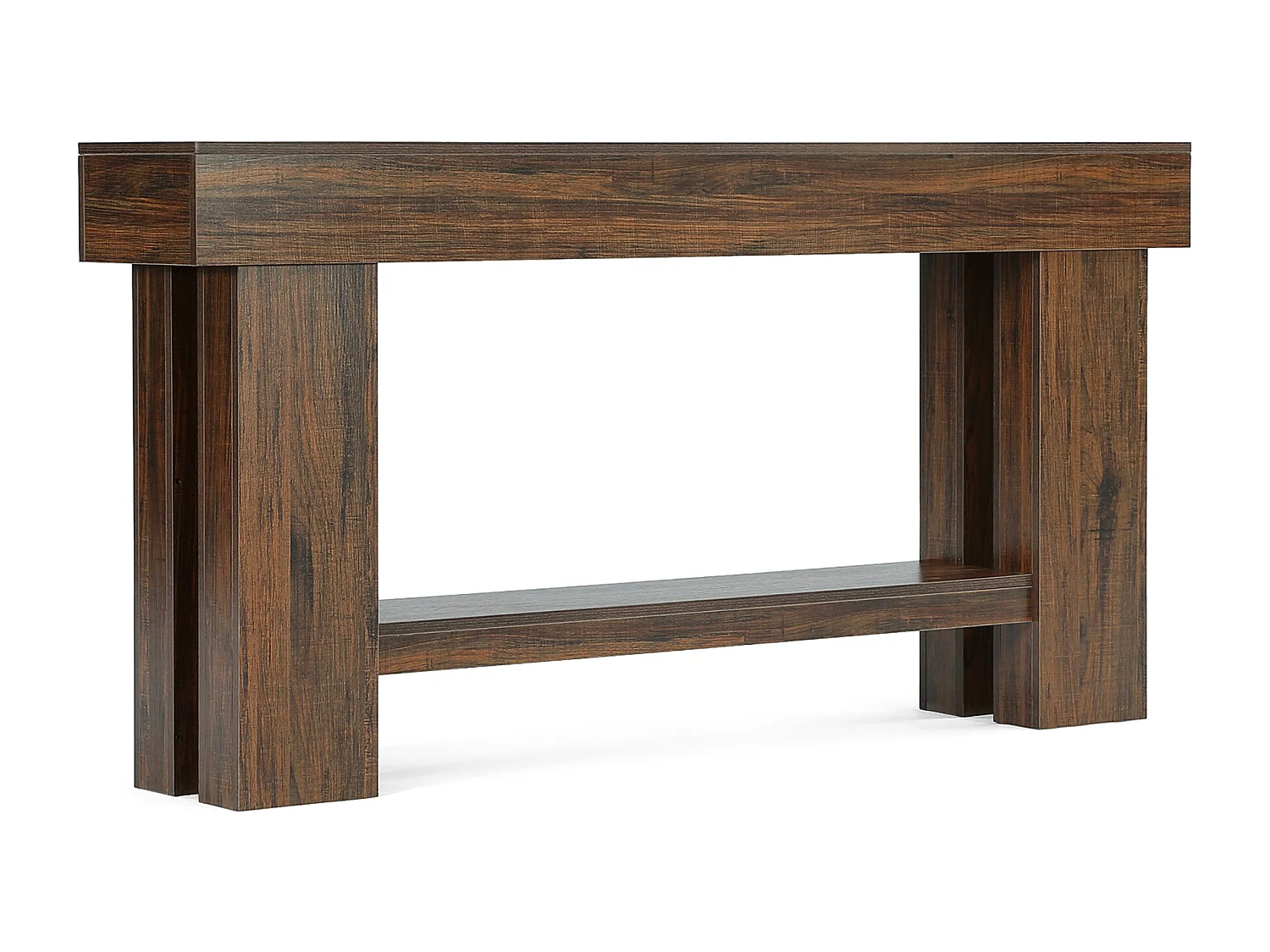 2-Schicht-Konsolentisch, 160cm Sofa-Tisch hinter der Couch, Industrie-Konsolen-Sofa-Tisch mit Ablagefach
