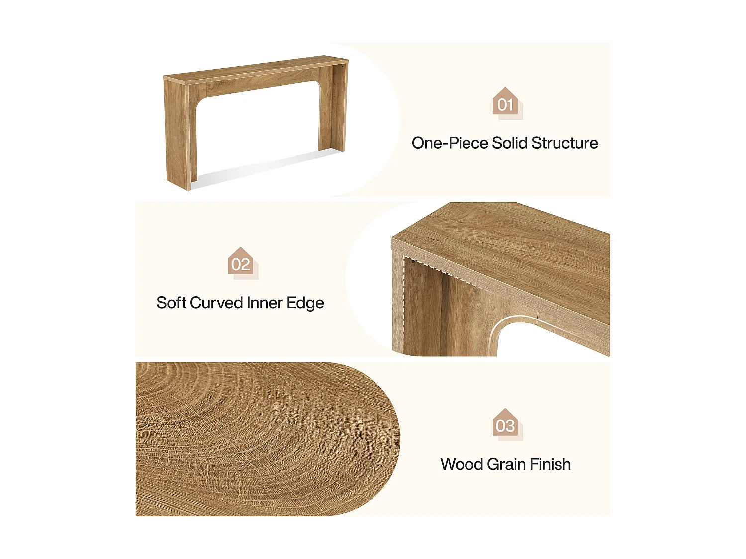 Console étroite de 160 cm, table d'entrée moderne et minimaliste avec base robuste