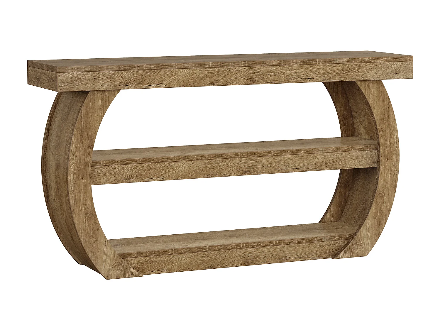 Console de 160 cm, table d'entrée à 3 niveaux avec étagères de rangement, style industriel