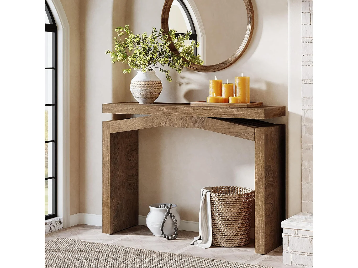 Console de 100 cm pour entrée, console de style campagnard à placer derrière un canapé, petite table d'entrée