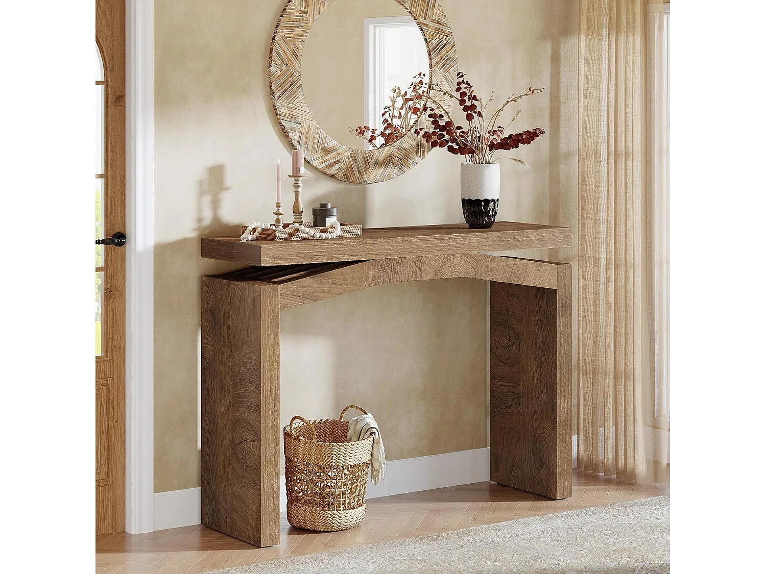 Console de 100 cm pour entrée, console de style campagnard à placer derrière un canapé, petite table d'entrée