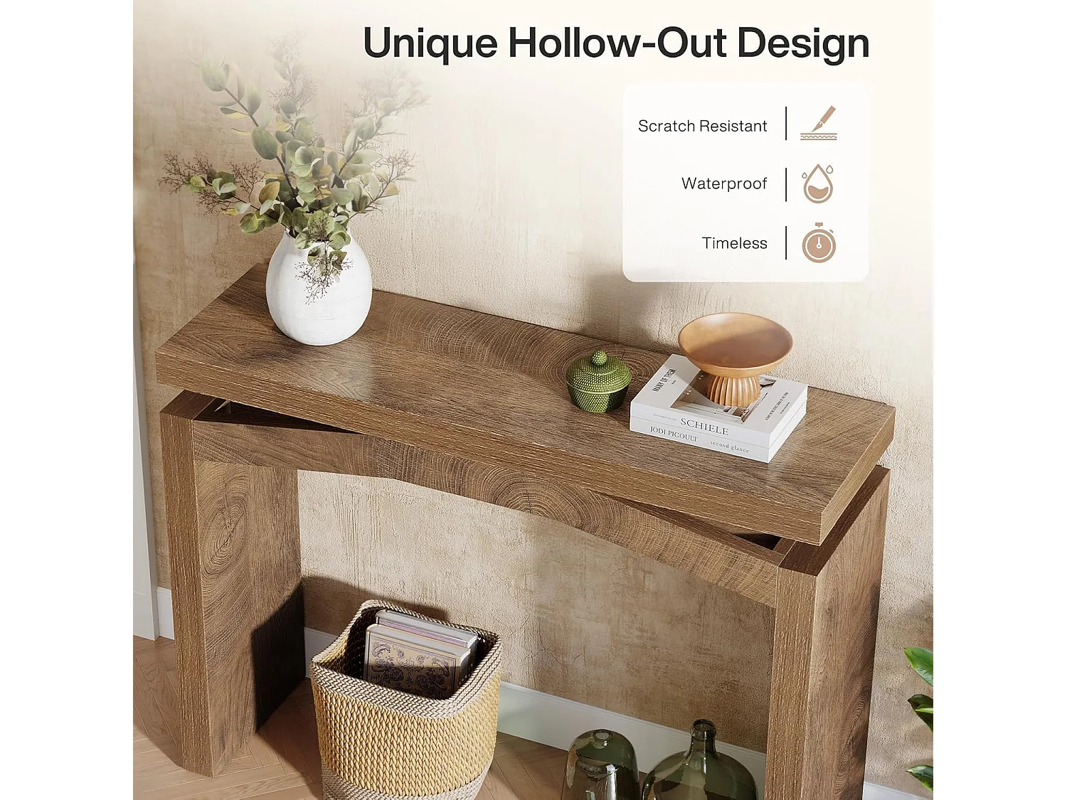 Console de 100 cm pour entrée, console de style campagnard à placer derrière un canapé, petite table d'entrée