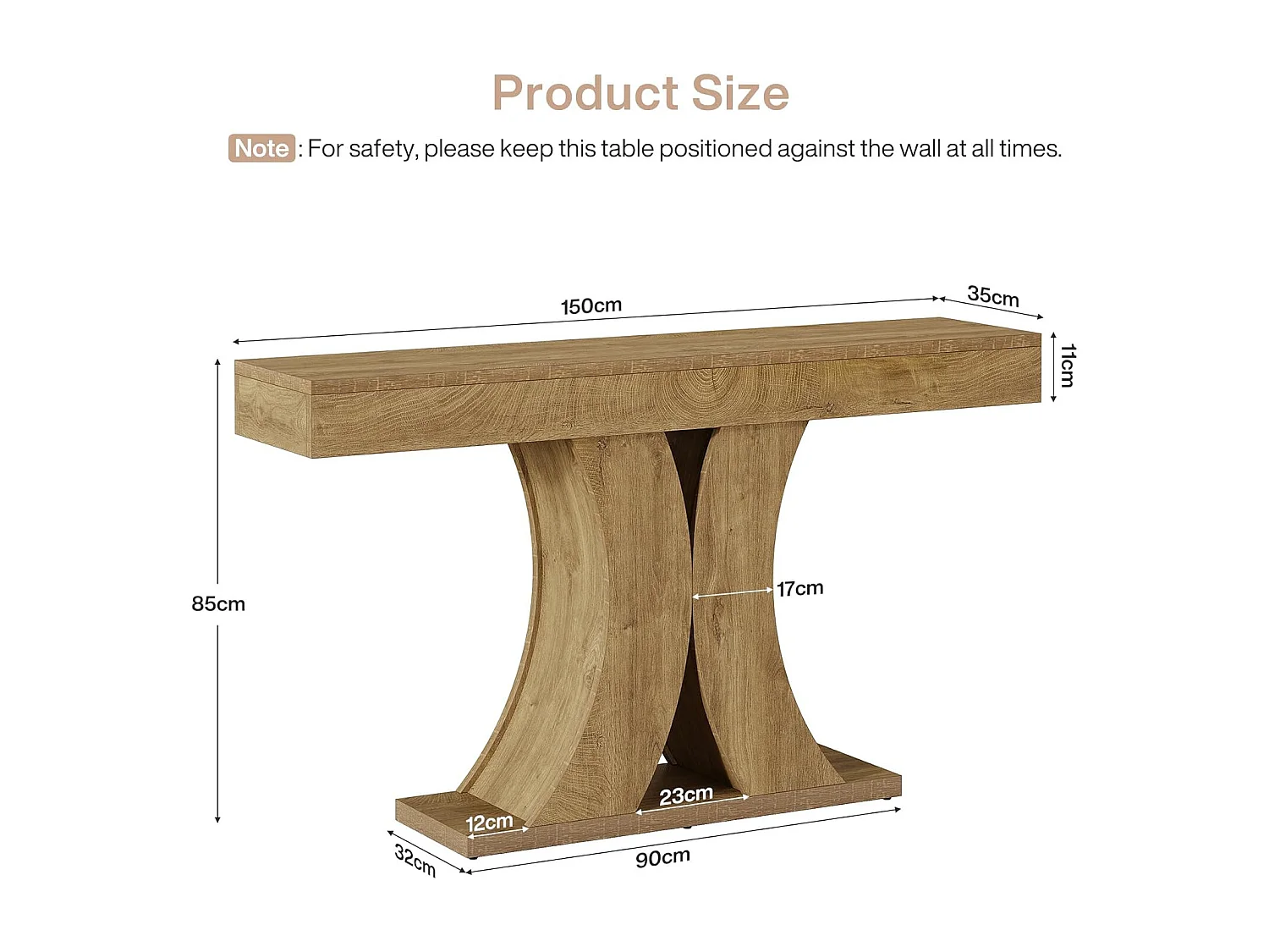 150 cm hohe Farmhaus-Konsolentafel, schmale Holzsofa-Eingangstafel hinter der Couch