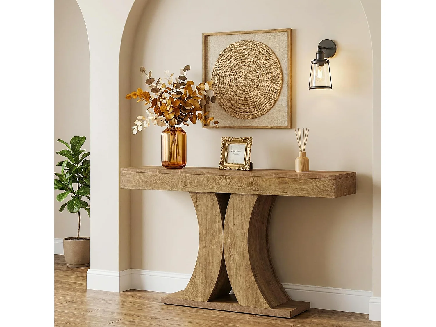 150 cm hohe Farmhaus-Konsolentafel, schmale Holzsofa-Eingangstafel hinter der Couch