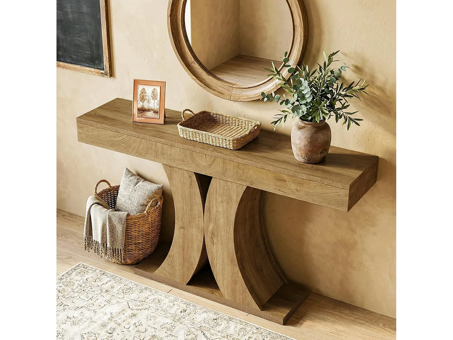 150 cm hohe Farmhaus-Konsolentafel, schmale Holzsofa-Eingangstafel hinter der Couch