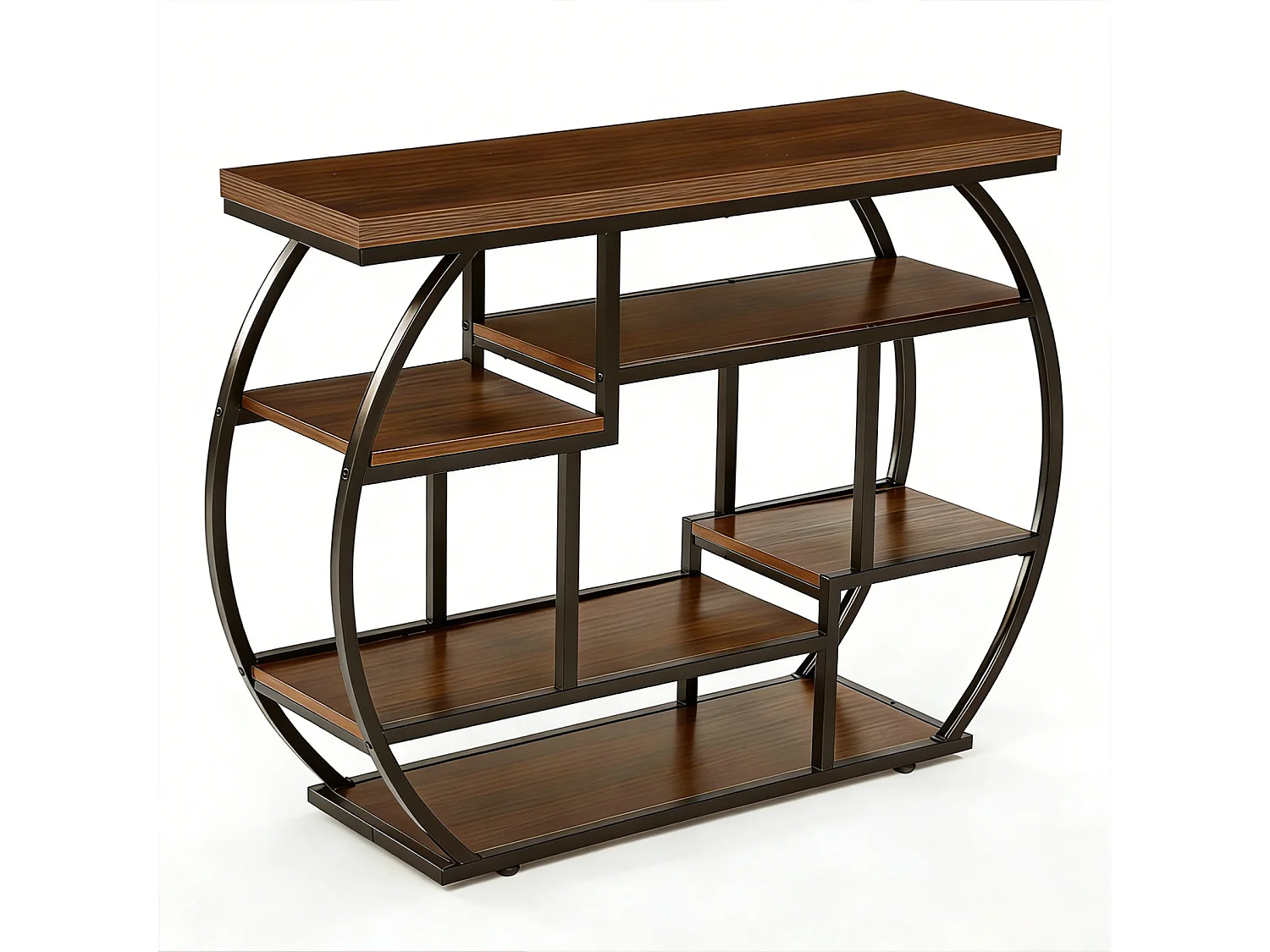 Console de 100 cm, table d'entrée de style industriel avec étagères de rangement, petite table d'appoint étroite avec structure en métal