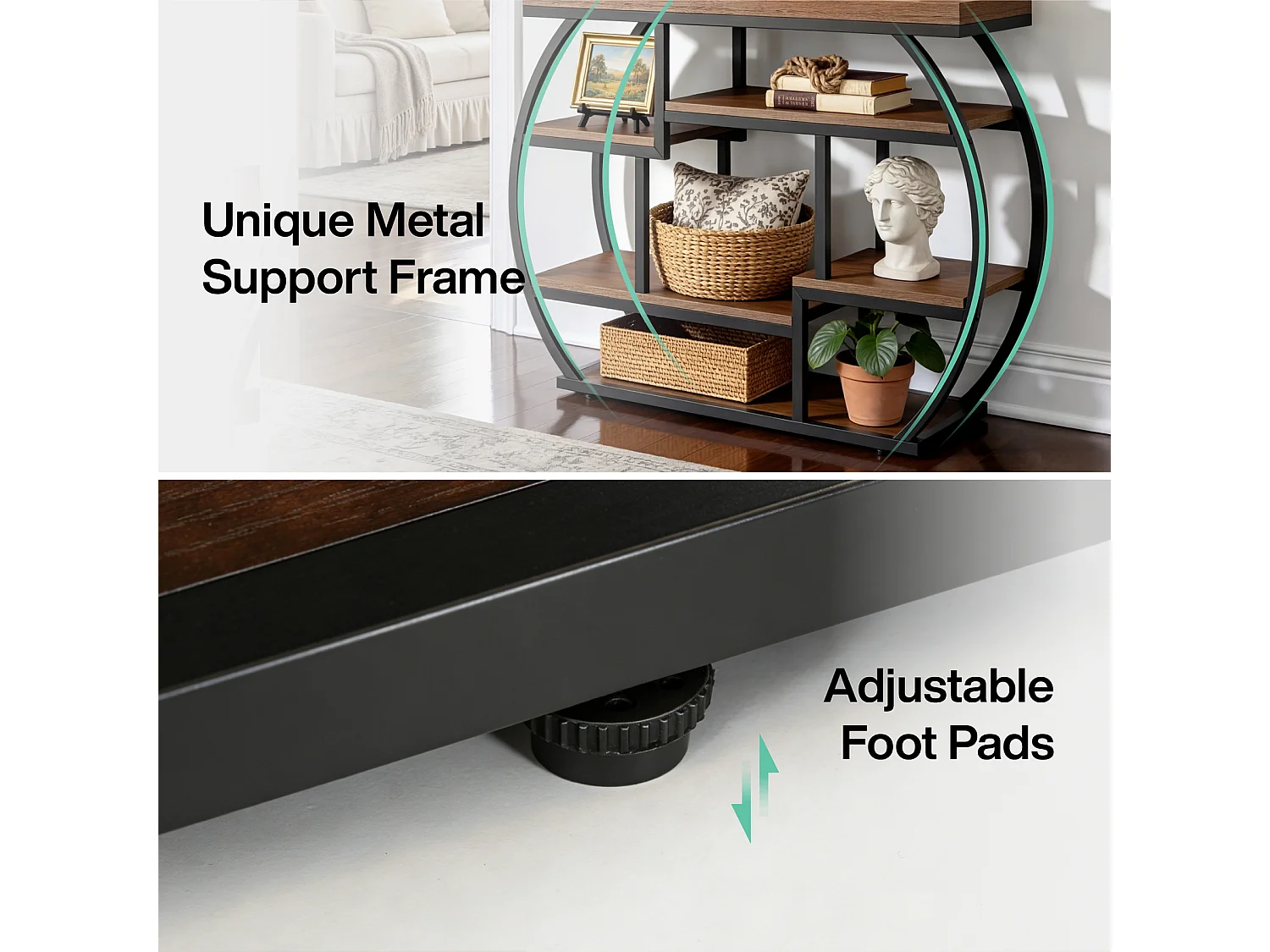 Console de 100 cm, table d'entrée de style industriel avec étagères de rangement, petite table d'appoint étroite avec structure en métal