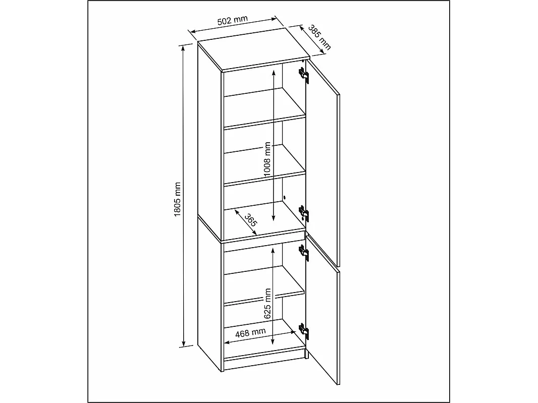 Hoher weißer Schuhschrank, 180 cm – Schmaler Aufbewahrungsschrank mit 2 Türen und Einlegeböden, moderner, platzsparender Flurschrank, 50 x 39 x 180 cm