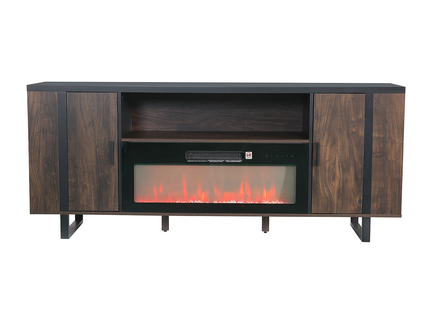 Parrot Uncle 183cm breiter TV-Ständer mit elektrischem Kamin, realistischem Flammeneffekt, einstellbarer Temperatur und Timer
