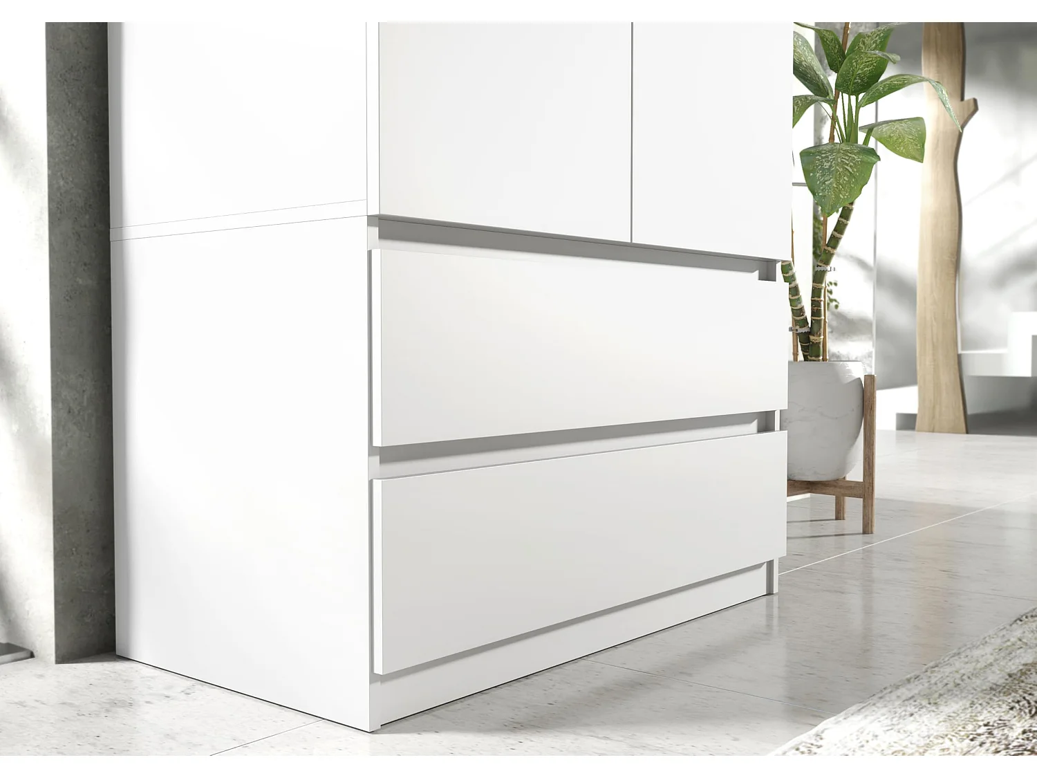 Schlafzimmerschrank Anthrazit 180 cm – begehbarer Kleiderschrank mit Kleiderstange und 2 Schubladen, Aufbewahrungsmöbel mit einer Breite 180 x 90 x 50 cm