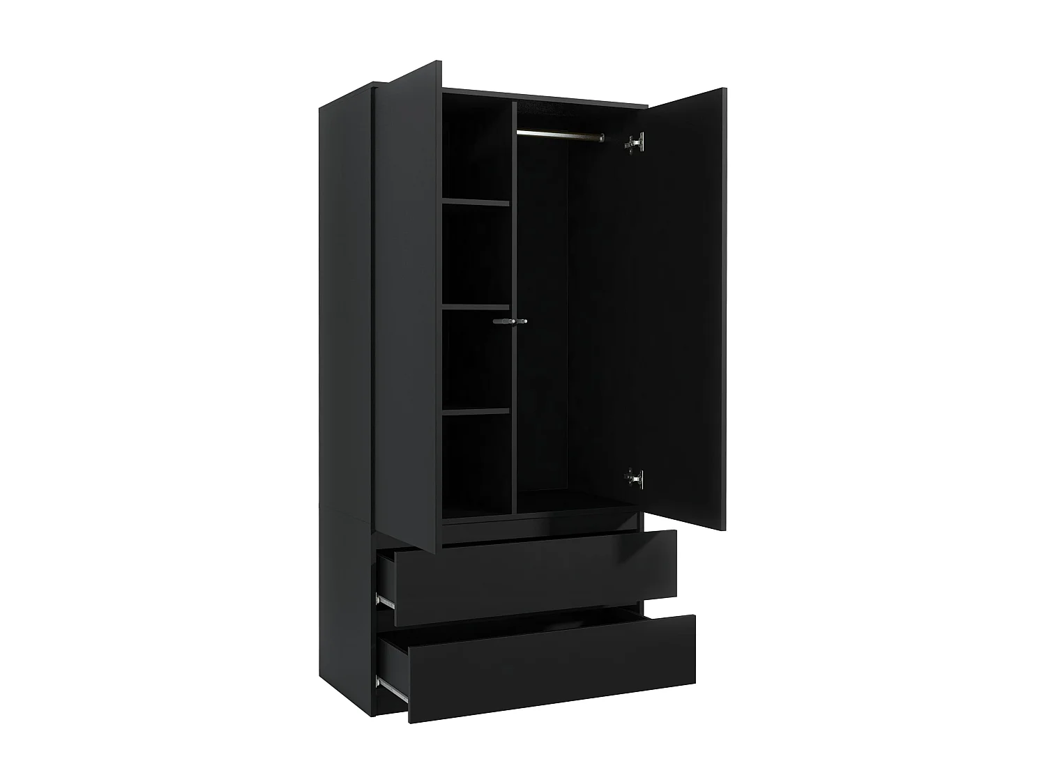 Kleiderschrank für das Schlafzimmer, 180 cm – Kleiderschrank mit Kleiderstange und 2 Schubladen, Aufbewahrungsmöbel für das Elternschlafzimmer  180 x 90 x 50 cm