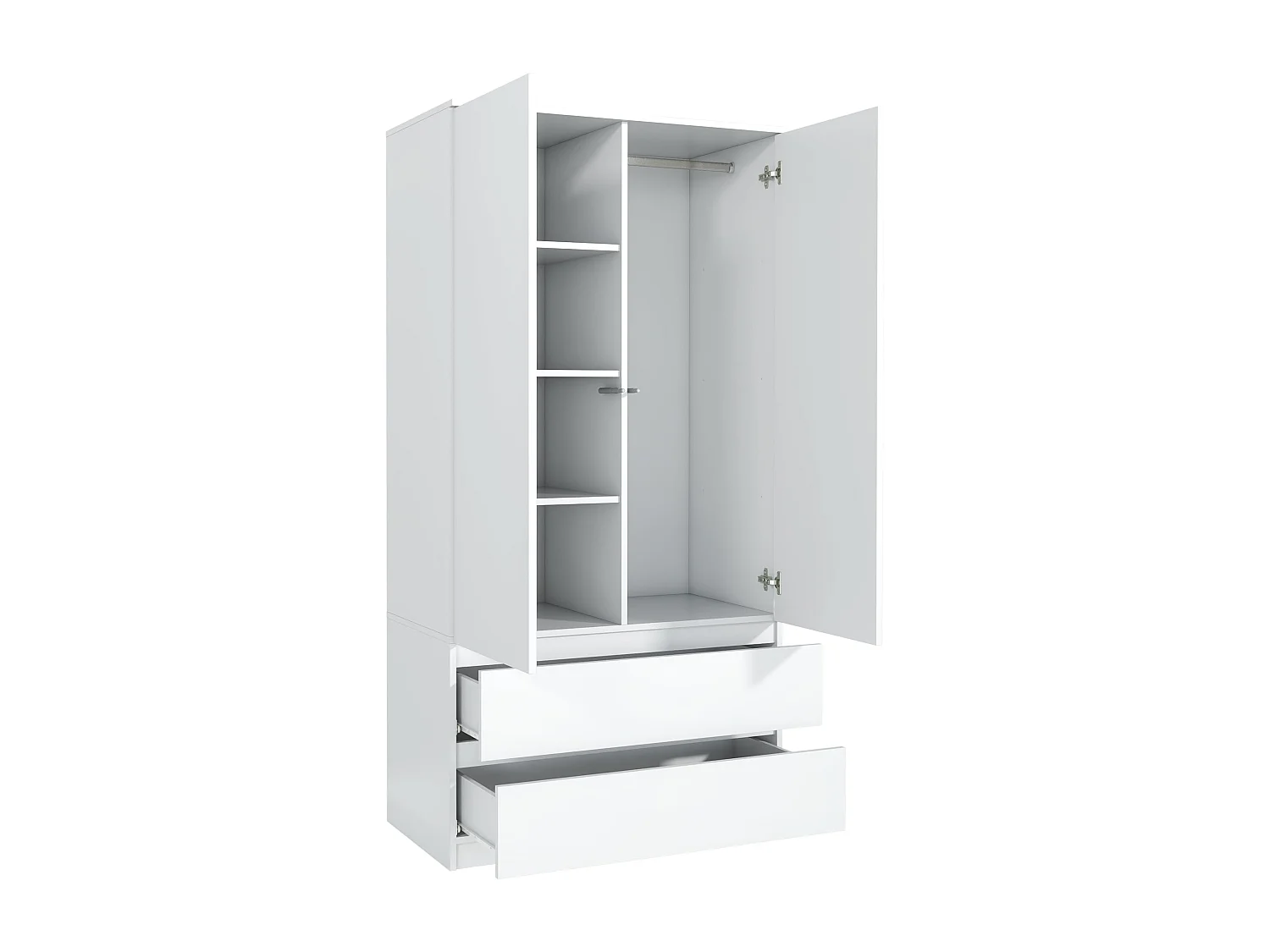 Reinraumschrank 180 cm – Kleiderschrank mit Kleiderstange und 2 Schubladen, Aufbewahrungsmöbel für das Schlafzimmer von Erwachsenen 180 x 90 x 50 cm