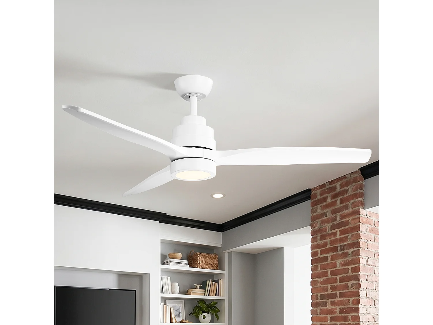 Parrot Uncle Deckenventilator mit LED-Licht, 132 cm, DC-Motor, 6 Geschwindigkeiten, Pendelstab, leise, inkl. Fernbedienung, mattweiß