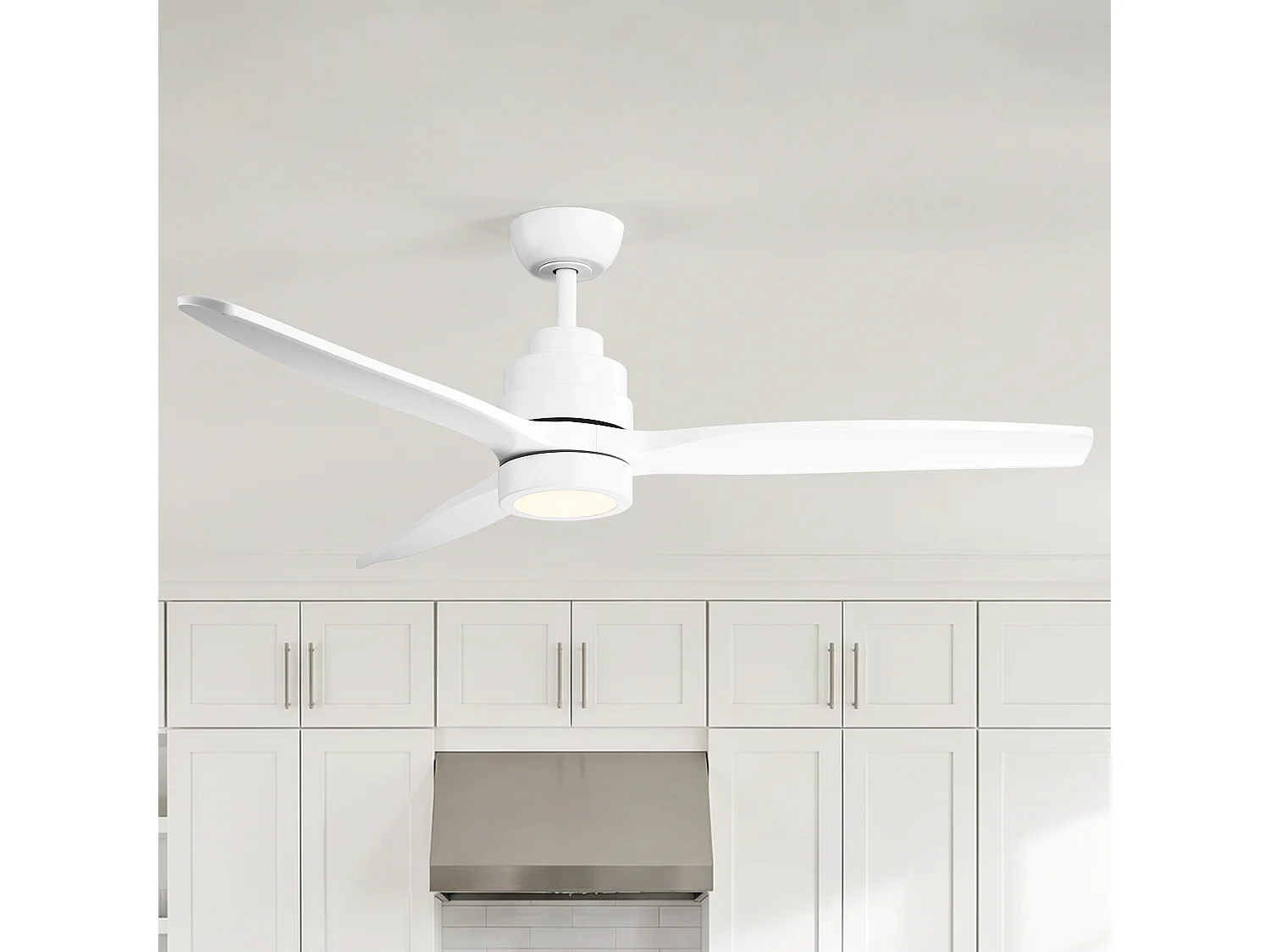 Parrot Uncle Deckenventilator mit LED-Licht, 132 cm, DC-Motor, 6 Geschwindigkeiten, Pendelstab, leise, inkl. Fernbedienung, mattweiß