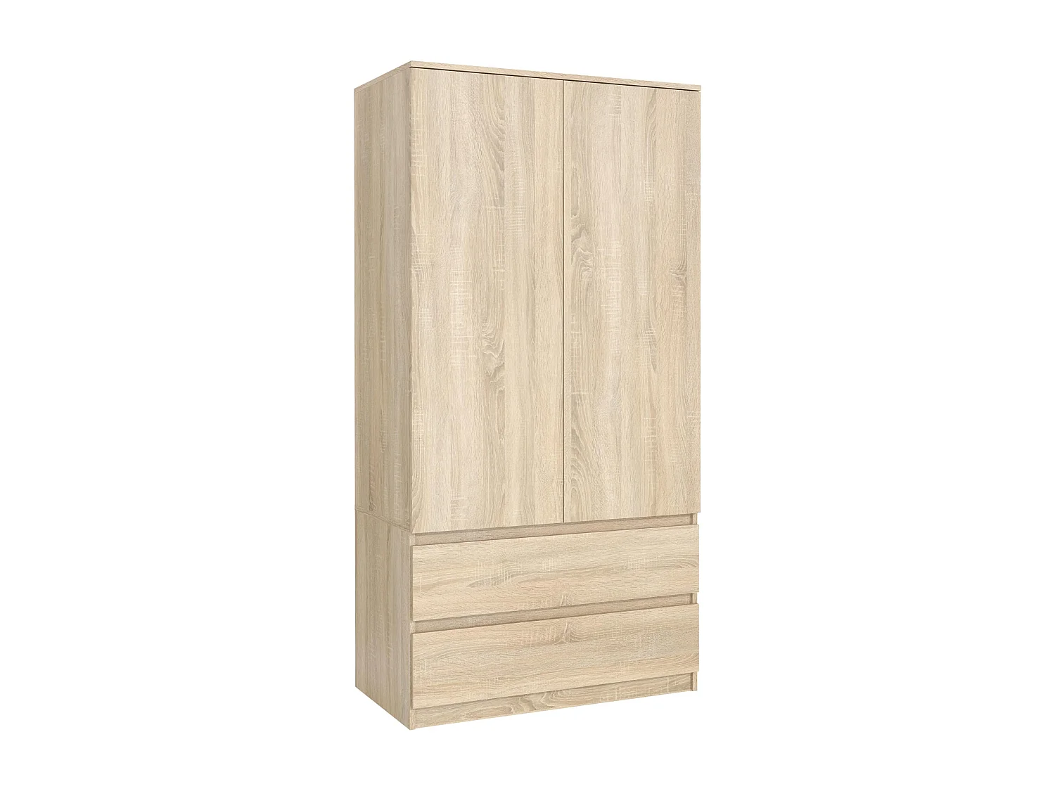 Schlafzimmerschrank Sonoma 180 cm – Kleiderschrank mit Kleiderstange und 2 Schubladen, Aufbewahrungsmöbel für das Elternschlafzimmer 180 x 90 x 50 cm