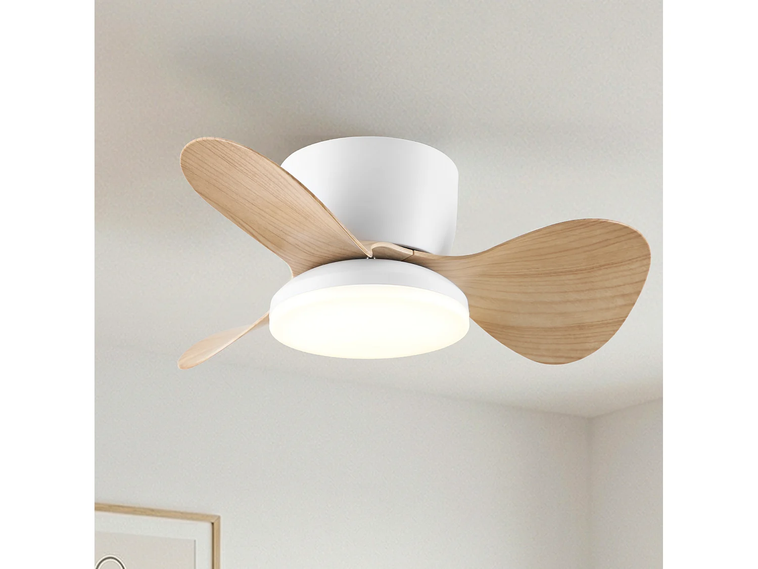 Parrot Uncle Ventilateur de plafond compact 61 cm, blanc, avec éclairage LED